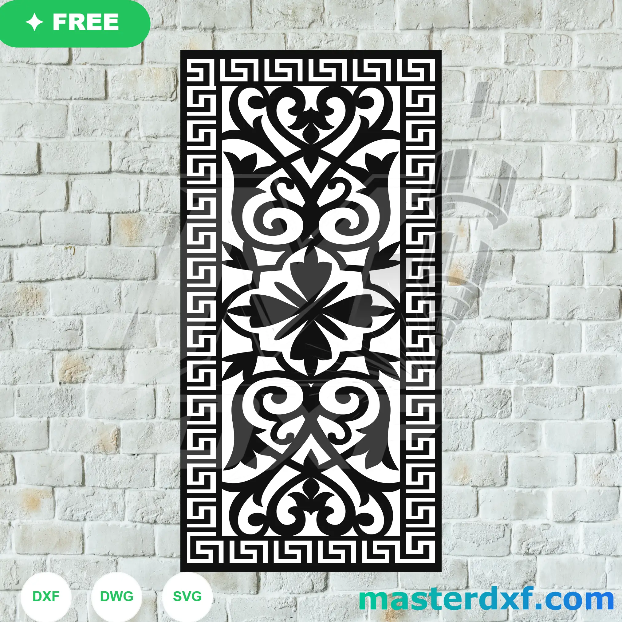 Greek Key Scroll Panel DXF Design for Formal Doors DXF File